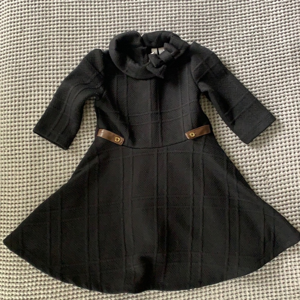 Janie and Jack black dress with leather detail